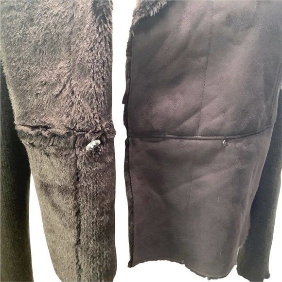 Jaclyn smith suede fabric knit faux fur brown jacket womens size S C hook & loop - Picture 7 of 8